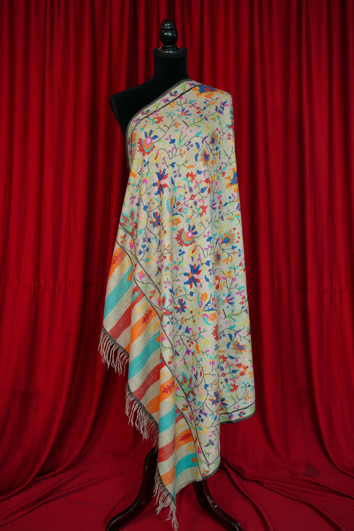 multi-coloured GI kani jamma pashmina shawl 0308