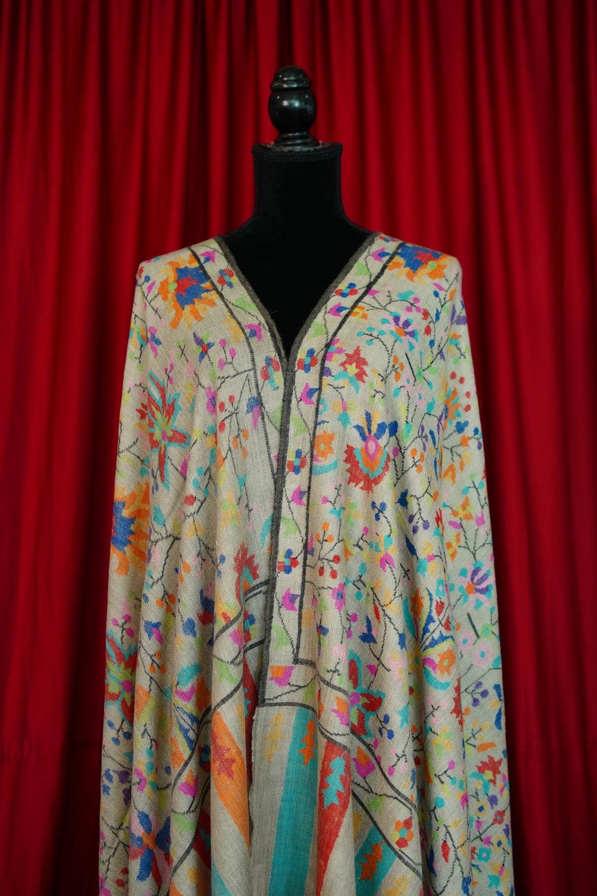 multi-coloured GI kani jamma pashmina shawl 0308