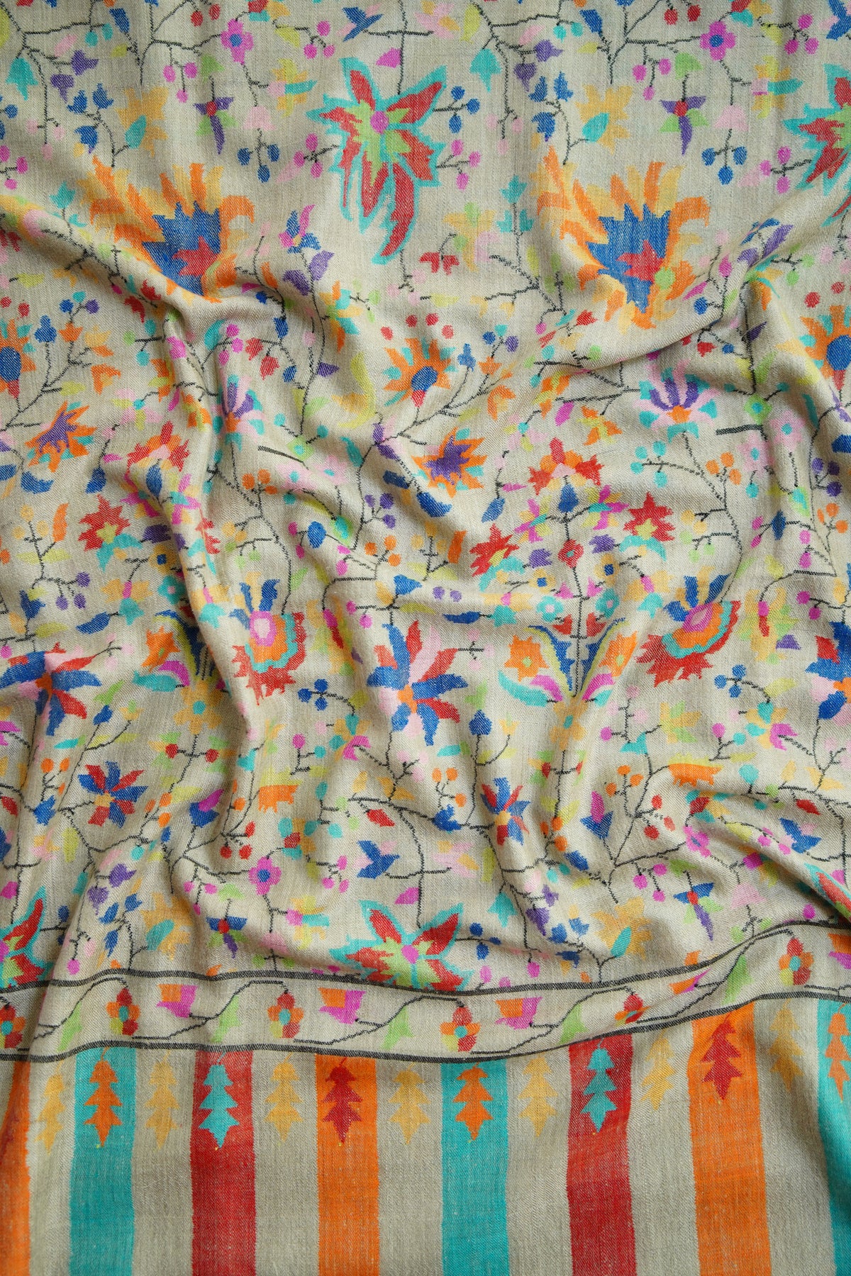 multi-coloured GI kani jamma pashmina shawl 0308