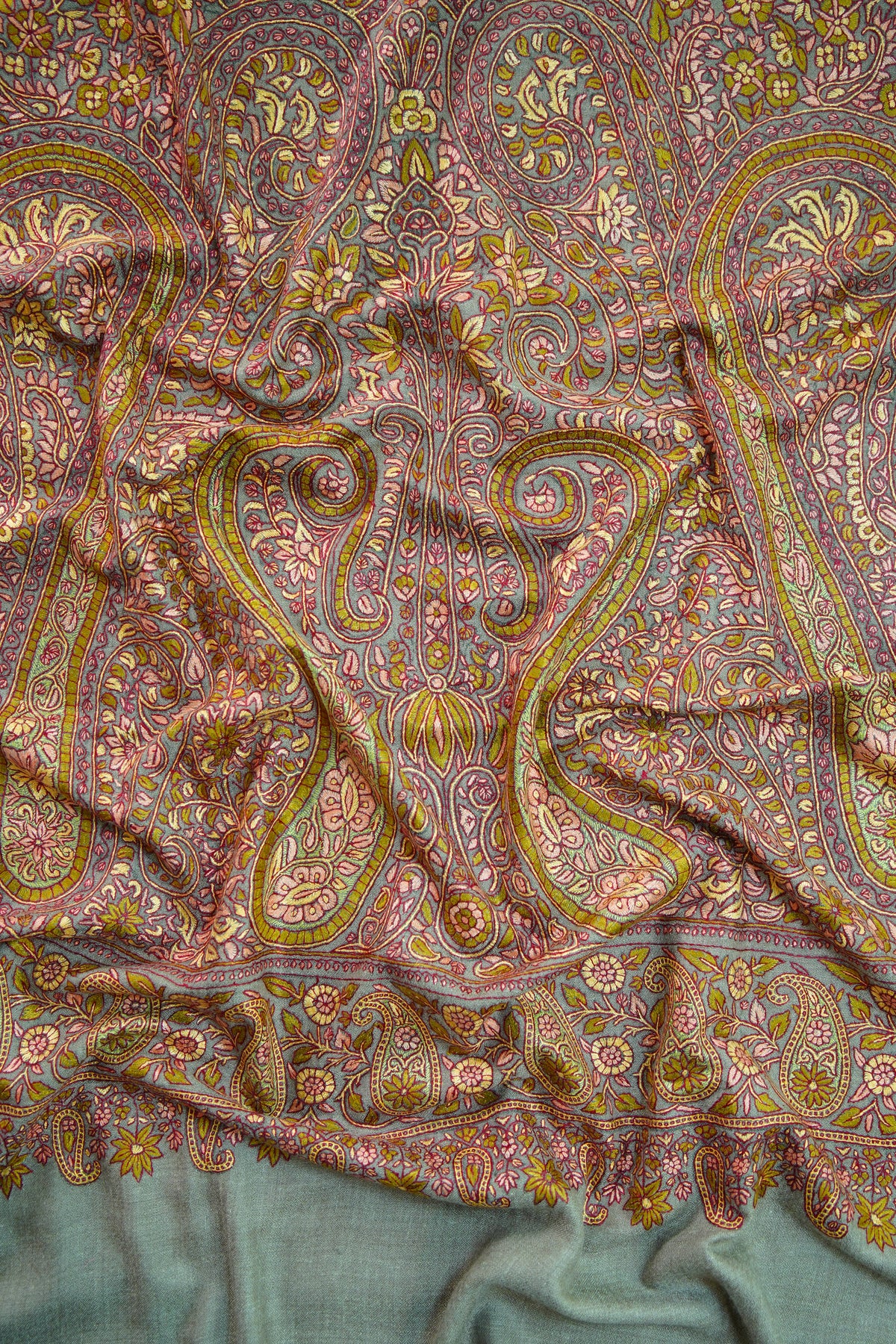 dark natural GI jamma embroidery pashmina shawl 0313