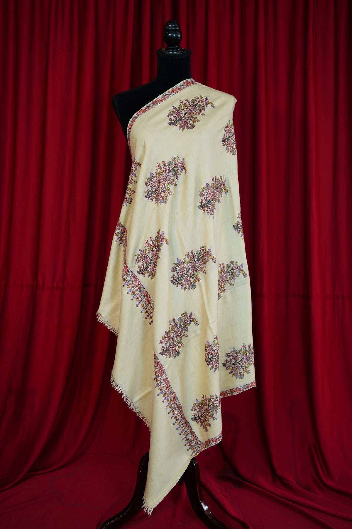 banan yellow GI butis embroidery pashmina shawl 0315