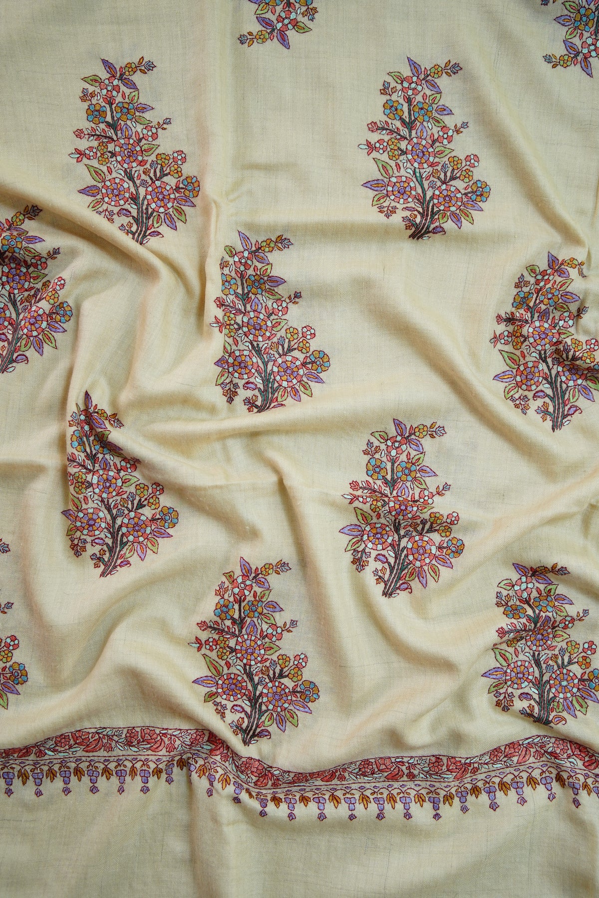 banan yellow GI butis embroidery pashmina shawl 0315