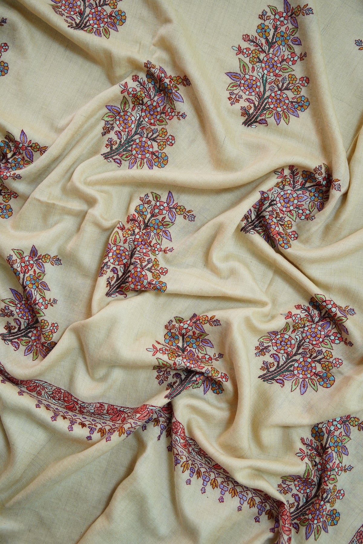 banan yellow GI butis embroidery pashmina shawl 0315
