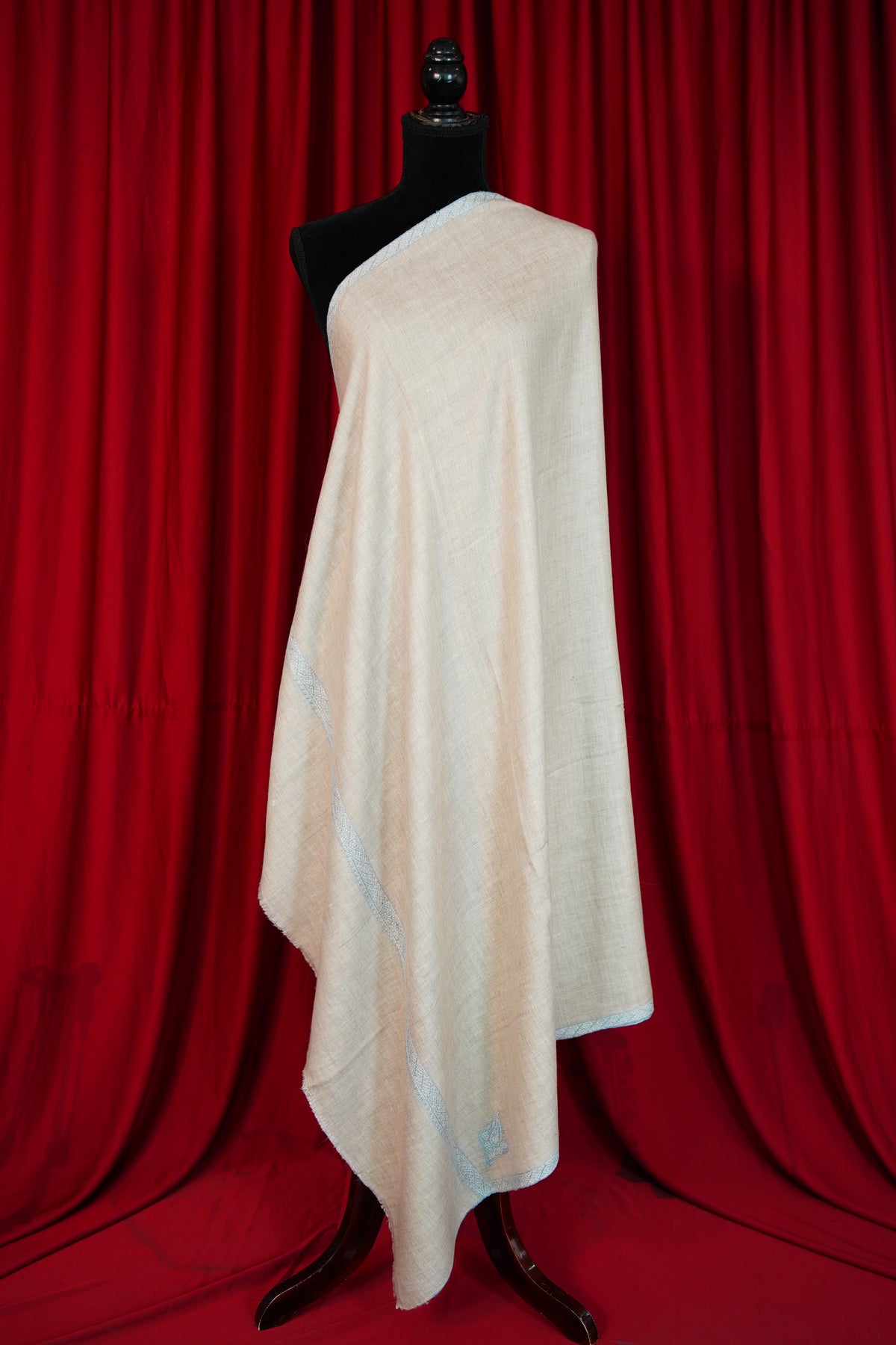 light natural GI embroidery pashmina shawl 0317
