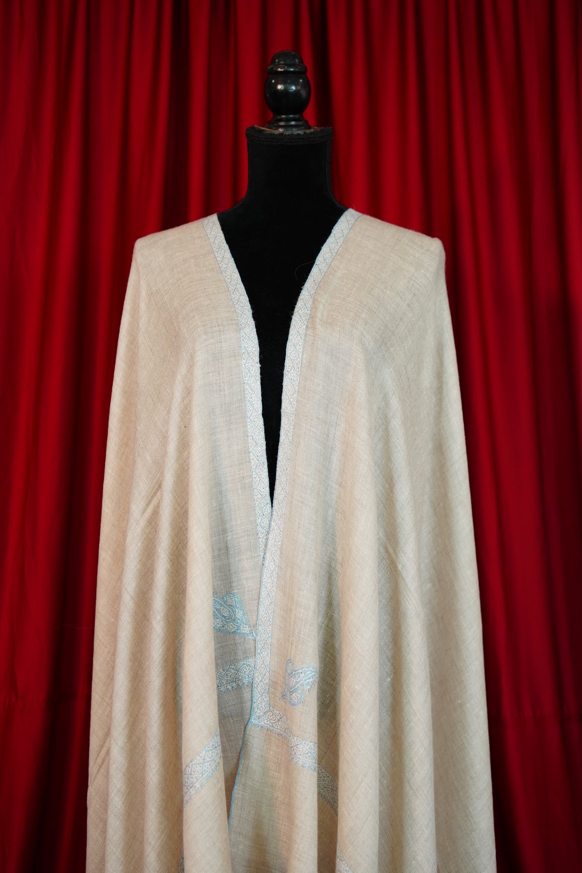 light natural GI embroidery pashmina shawl 0317