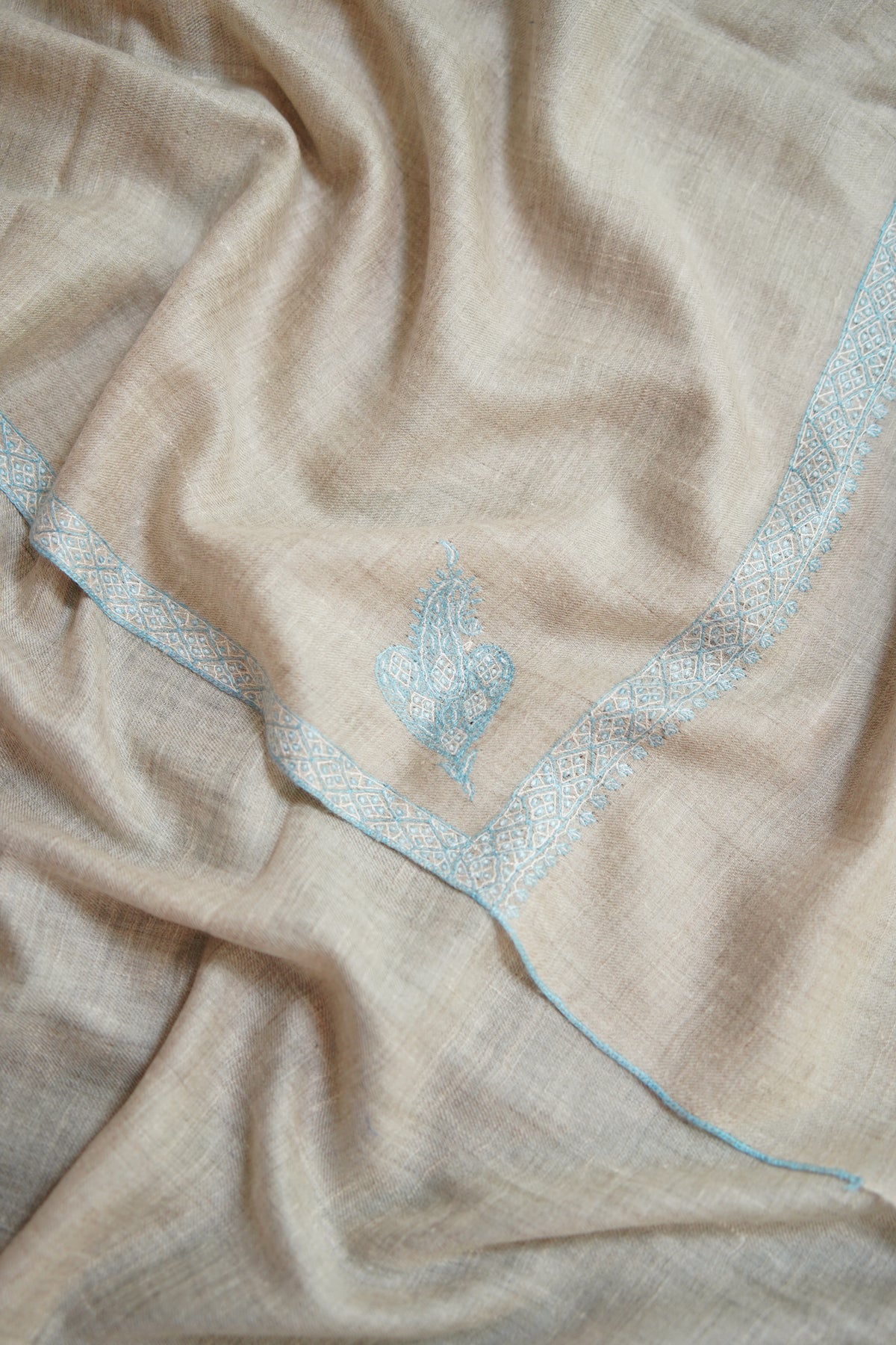 light natural GI embroidery pashmina shawl 0317