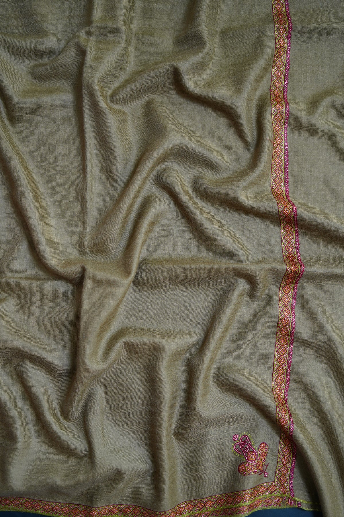 dark natural GI embroidery pashmina shawl 0318