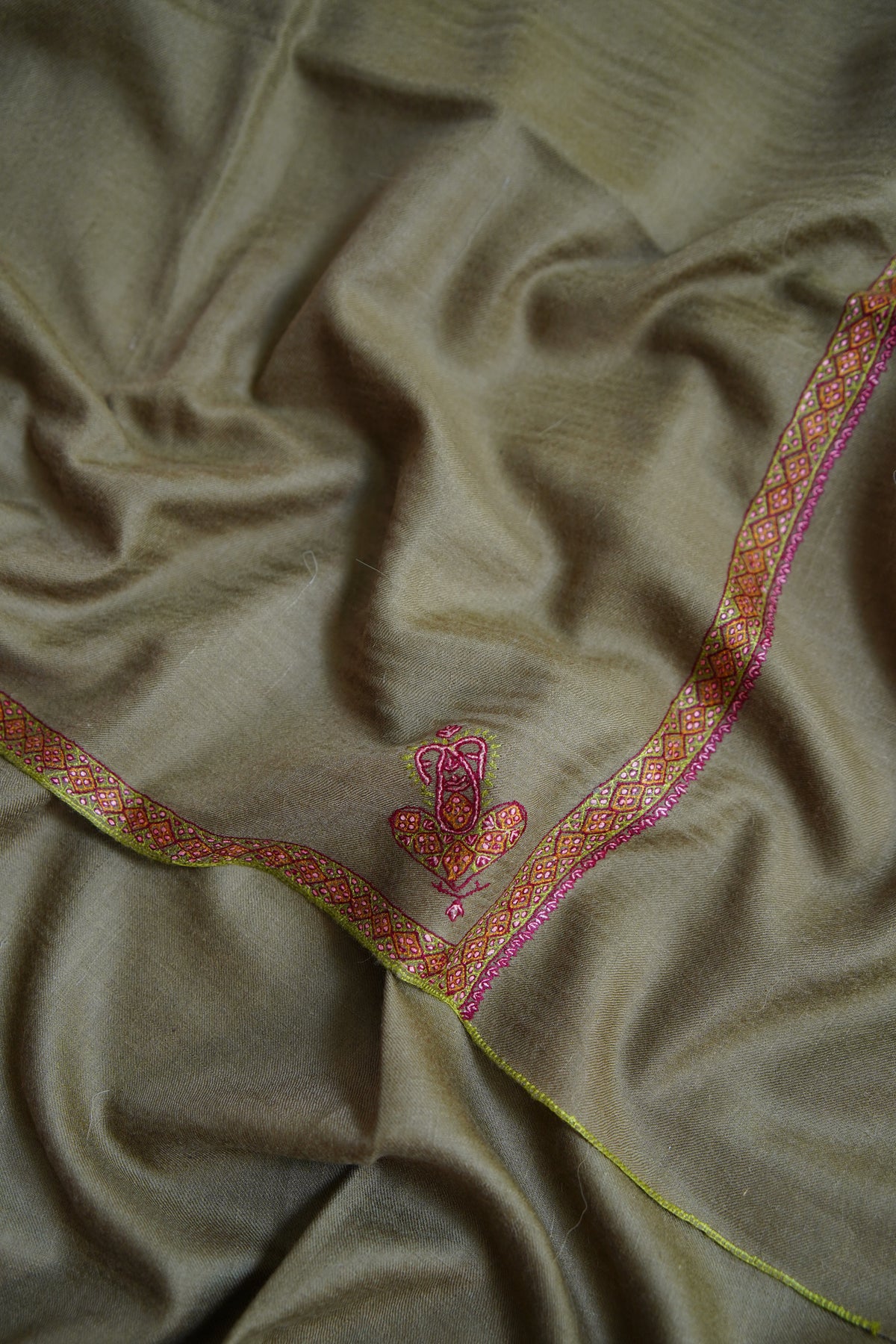 dark natural GI embroidery pashmina shawl 0318