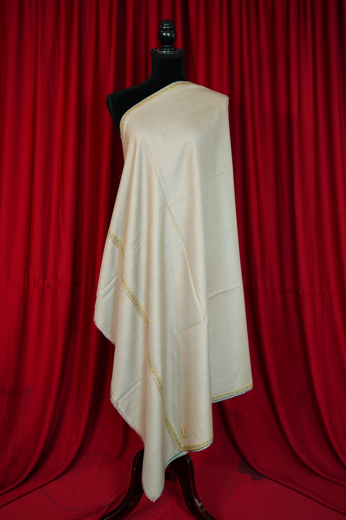 beige GI embroidery pashmina shawl 0319