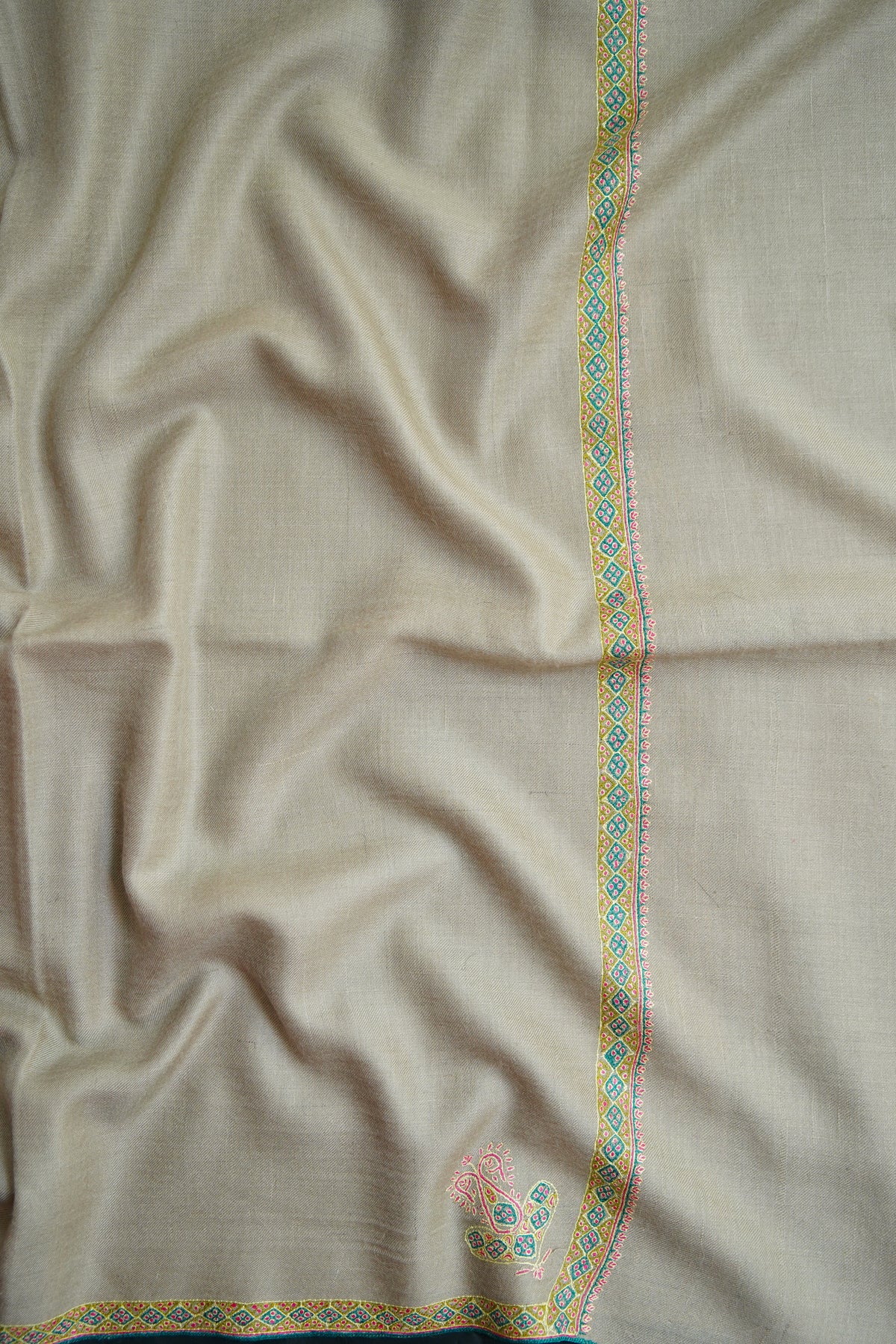 beige GI embroidery pashmina shawl 0319