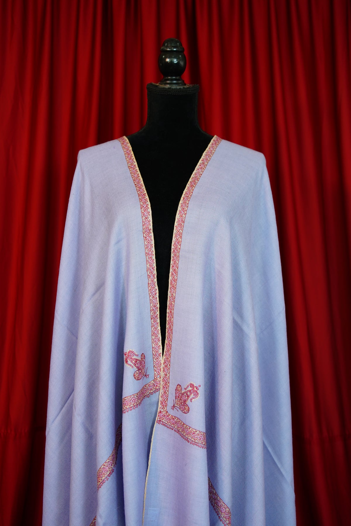 lavender GI embroidery pashmina shawl 0320