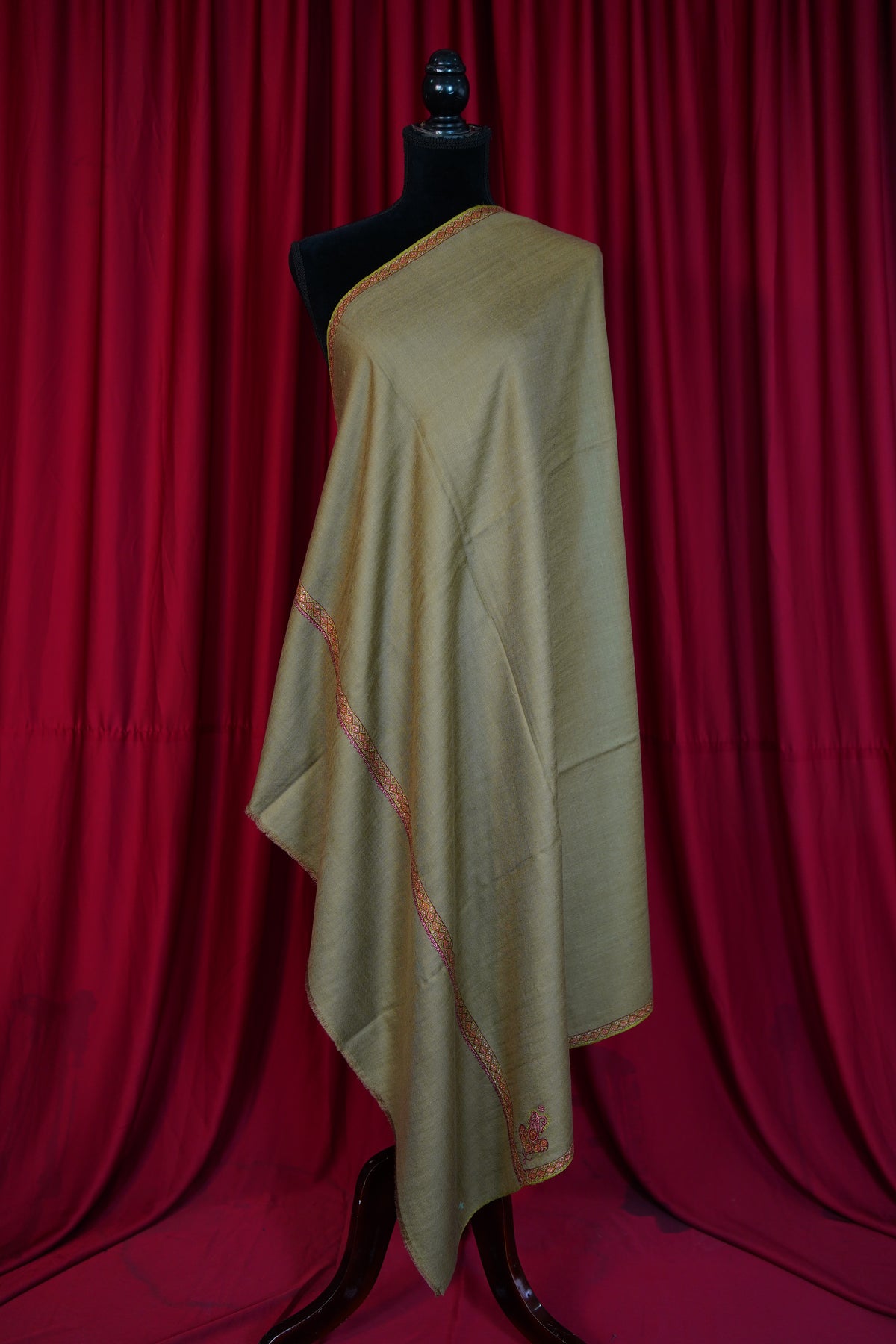 dark natural GI embroidery pashmina shawl 0321
