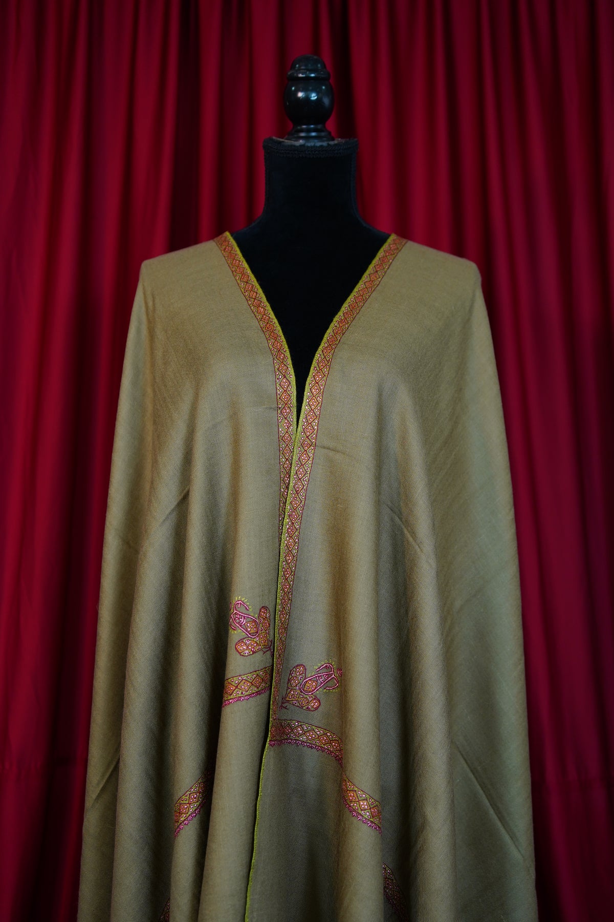 dark natural GI embroidery pashmina shawl 0321