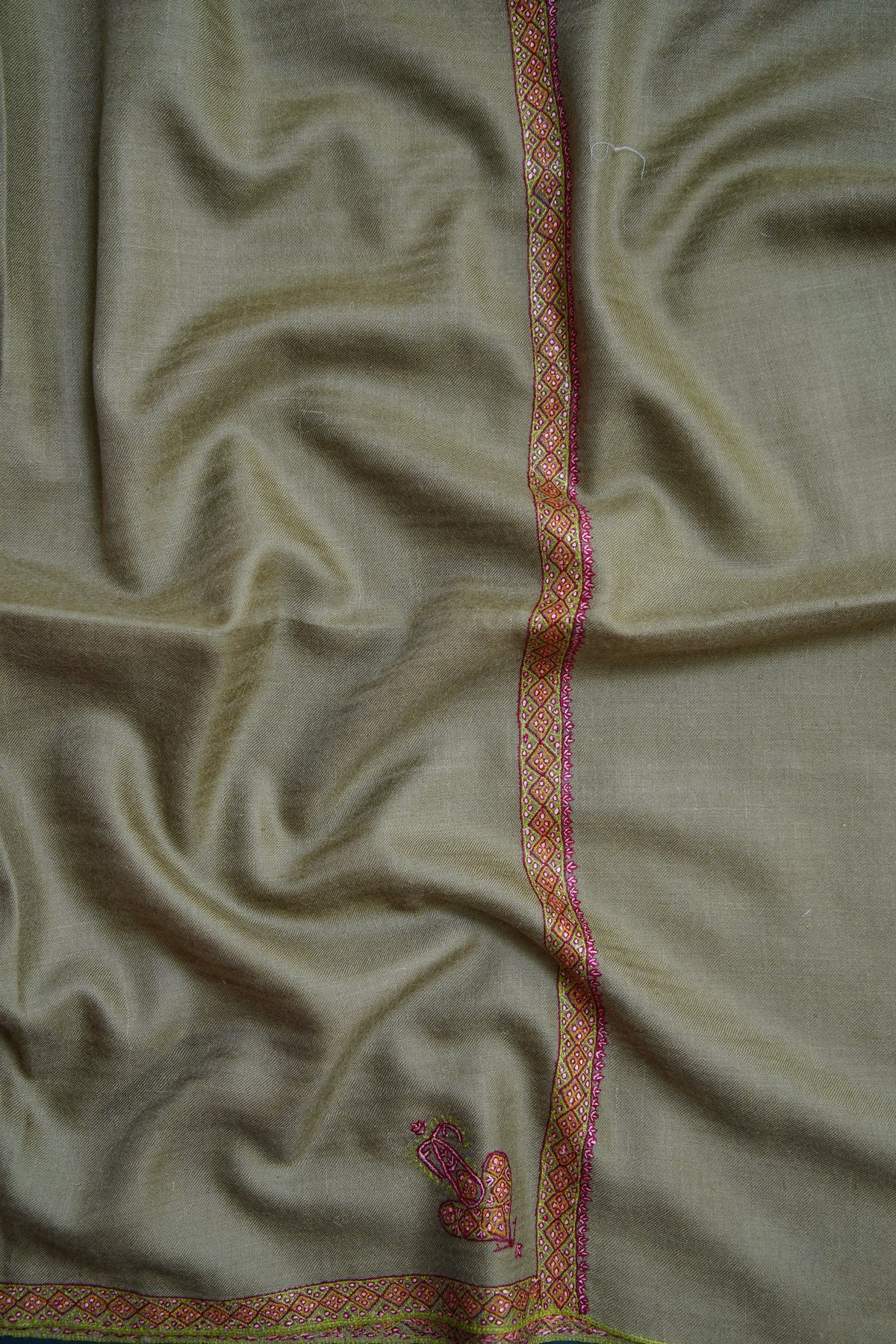 dark natural GI embroidery pashmina shawl 0321