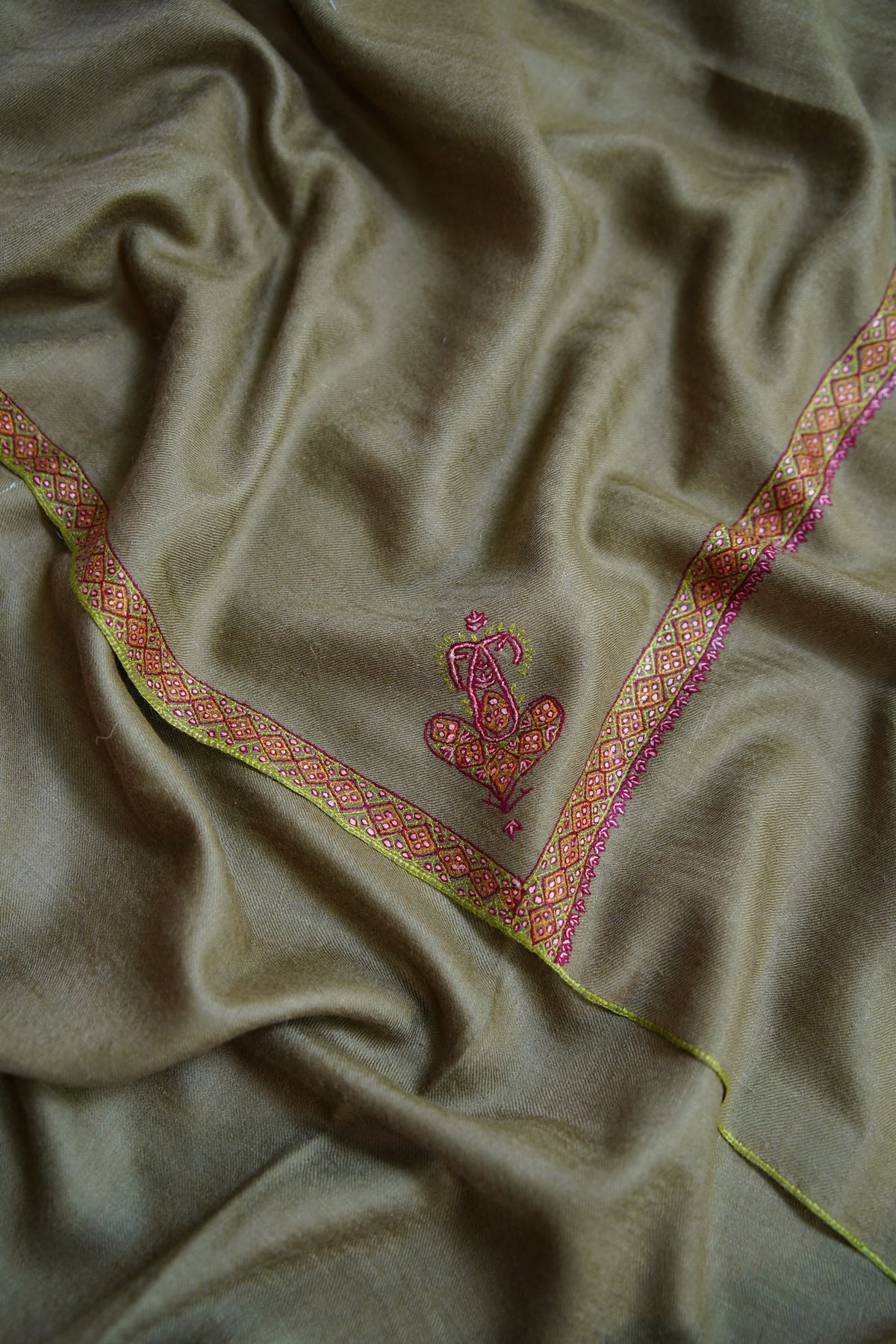 dark natural GI embroidery pashmina shawl 0321