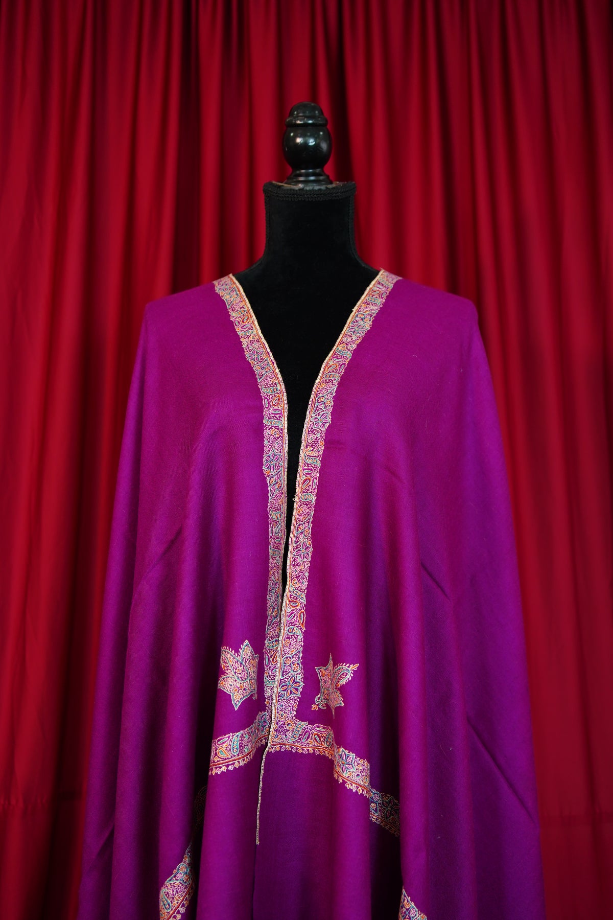 lollipop purple GI embroidery pashmina shawl 0323