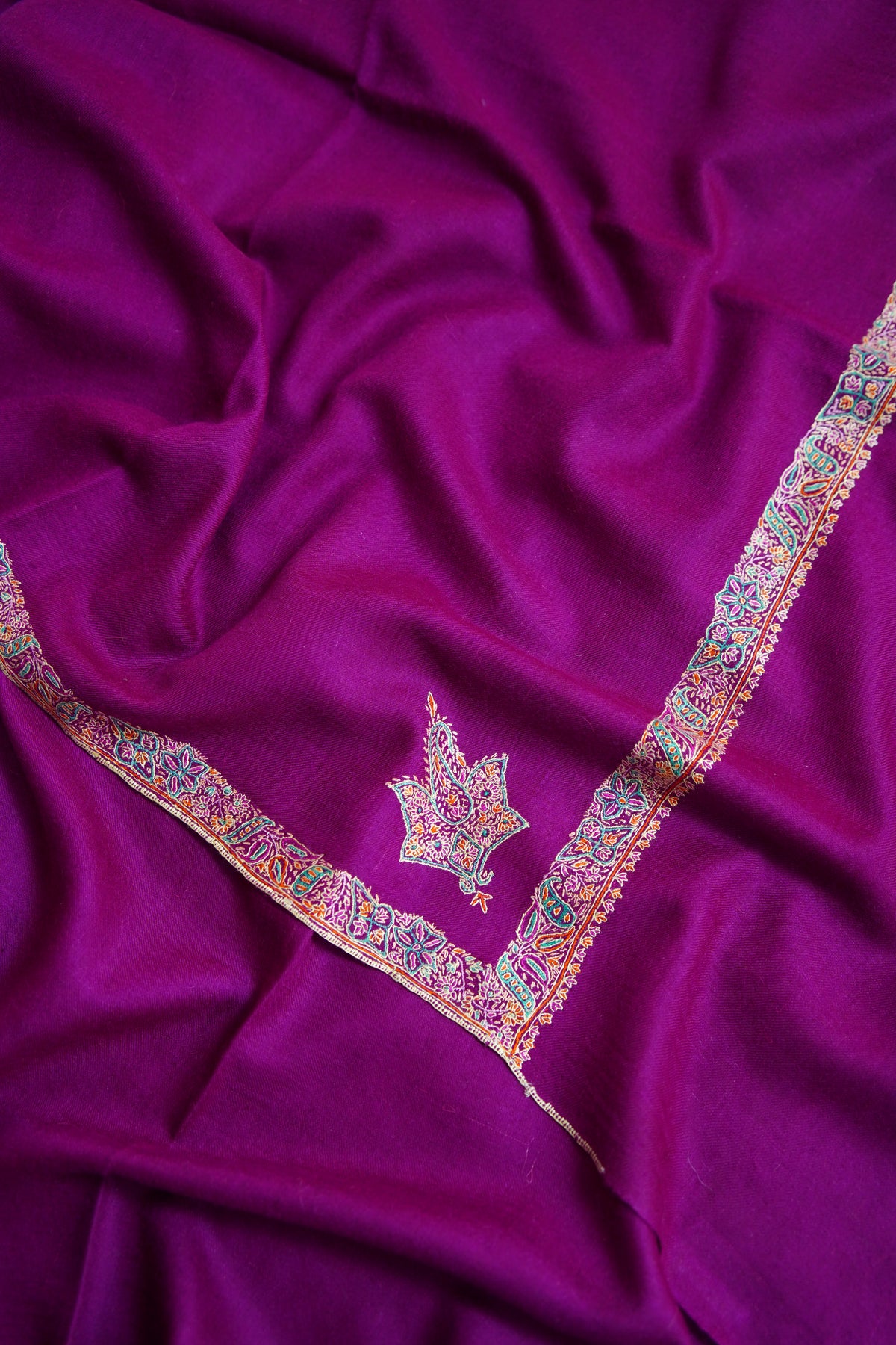 lollipop purple GI embroidery pashmina shawl 0323