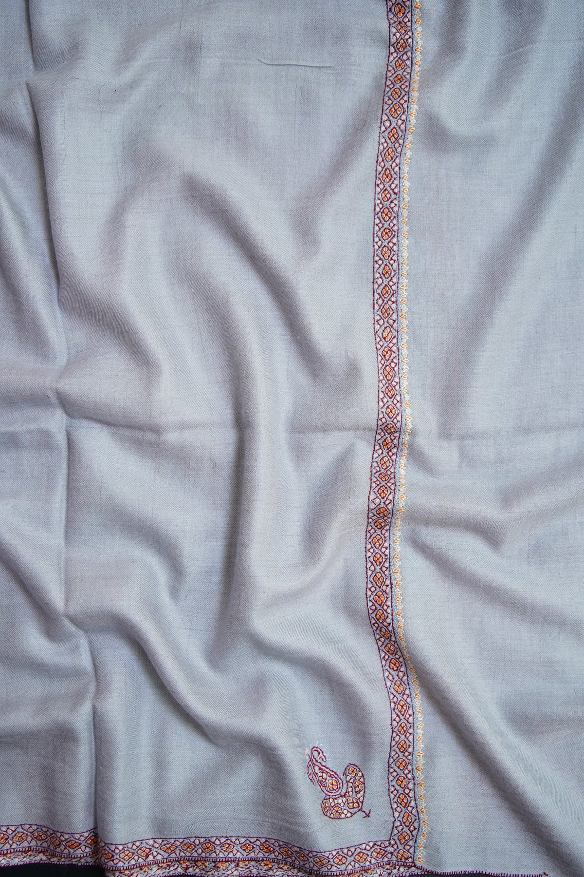 ice blue GI embroidery pashmina shawl 0324
