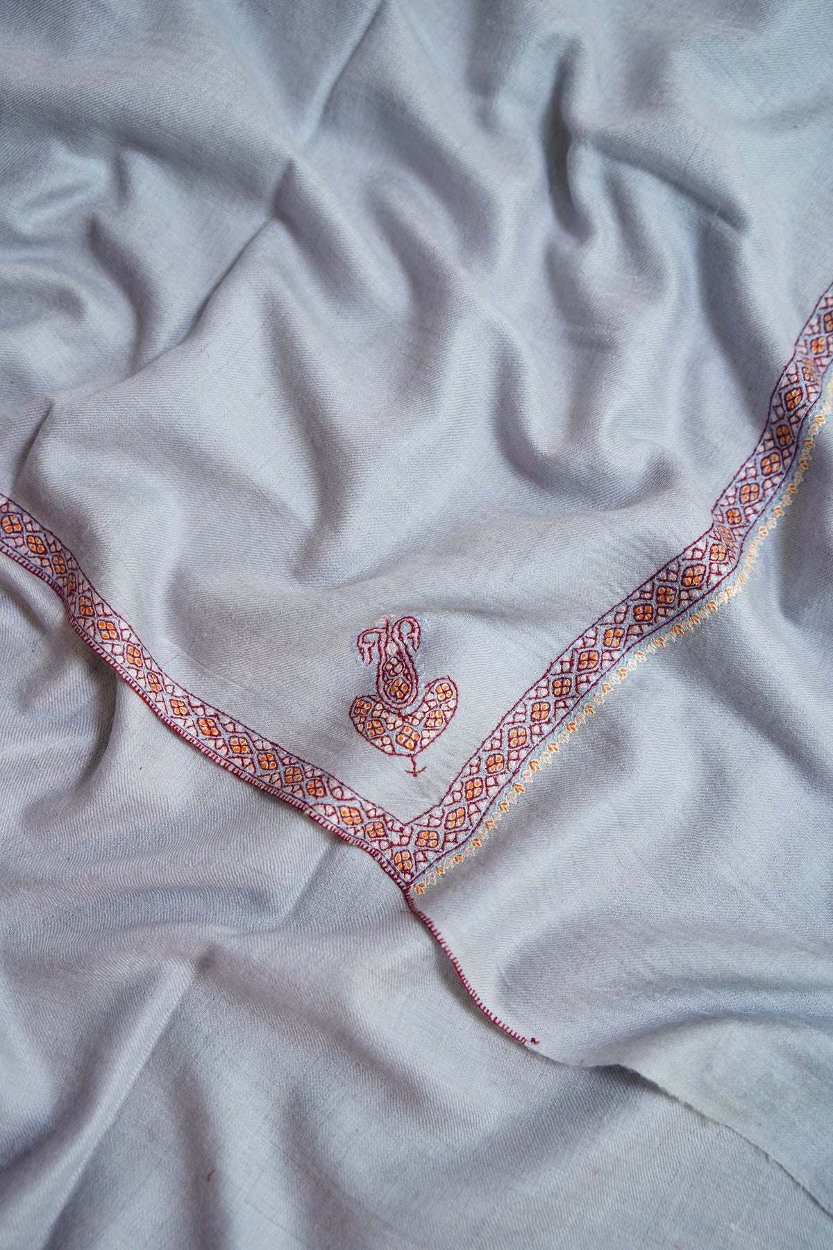 ice blue GI embroidery pashmina shawl 0324