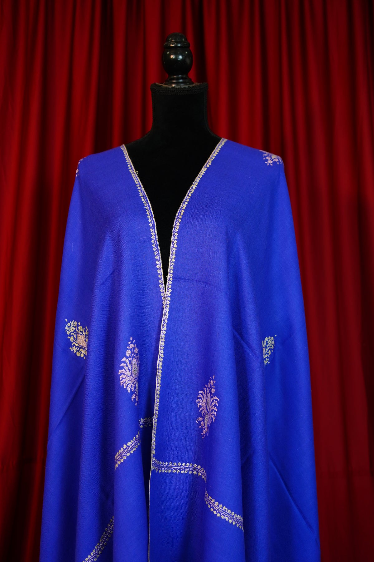 egyptian blue GI butis embroidery pashmina shawl 0326