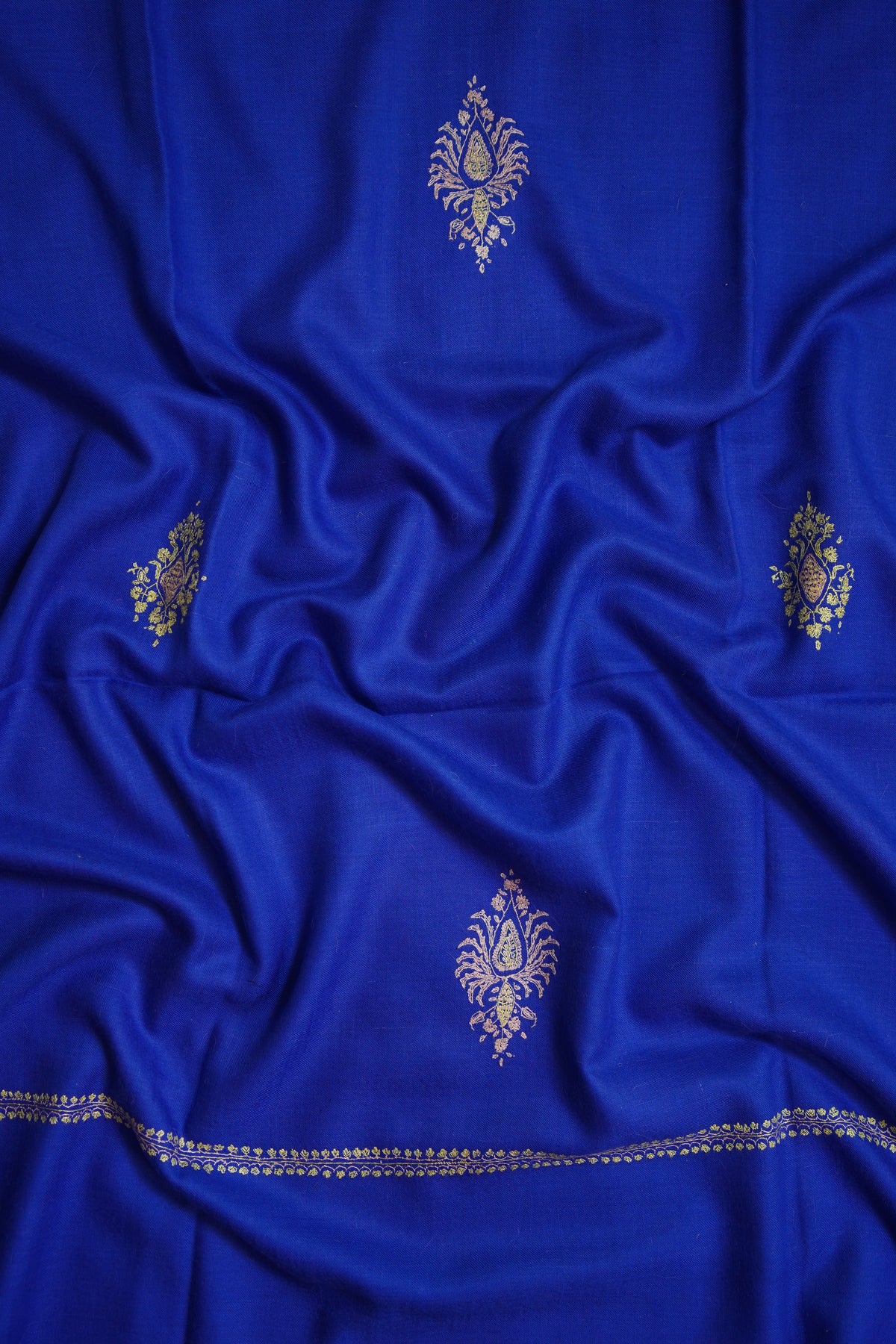 egyptian blue GI butis embroidery pashmina shawl 0326