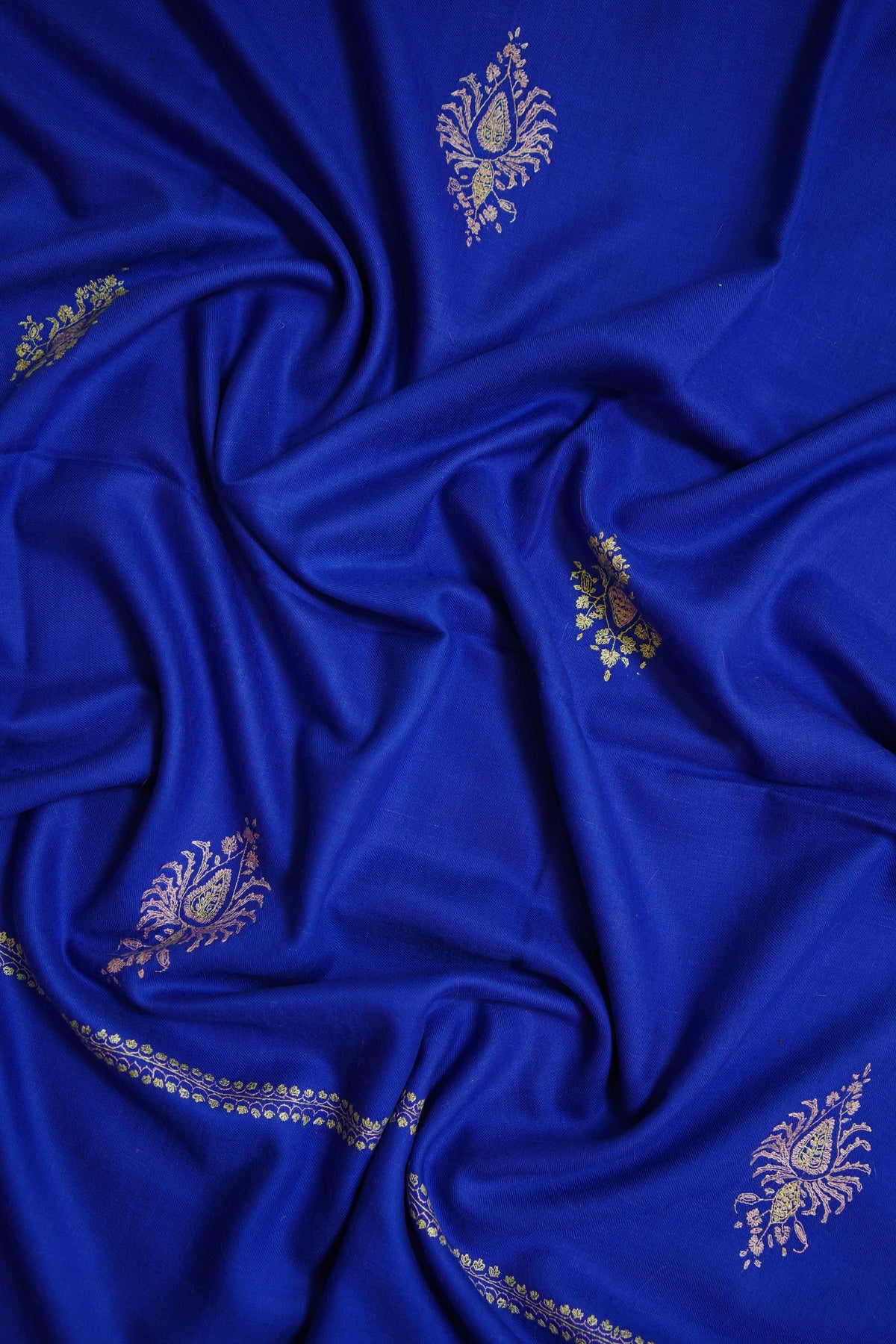 egyptian blue GI butis embroidery pashmina shawl 0326