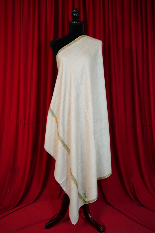 light natural GI embroidery pashmina shawl 0330