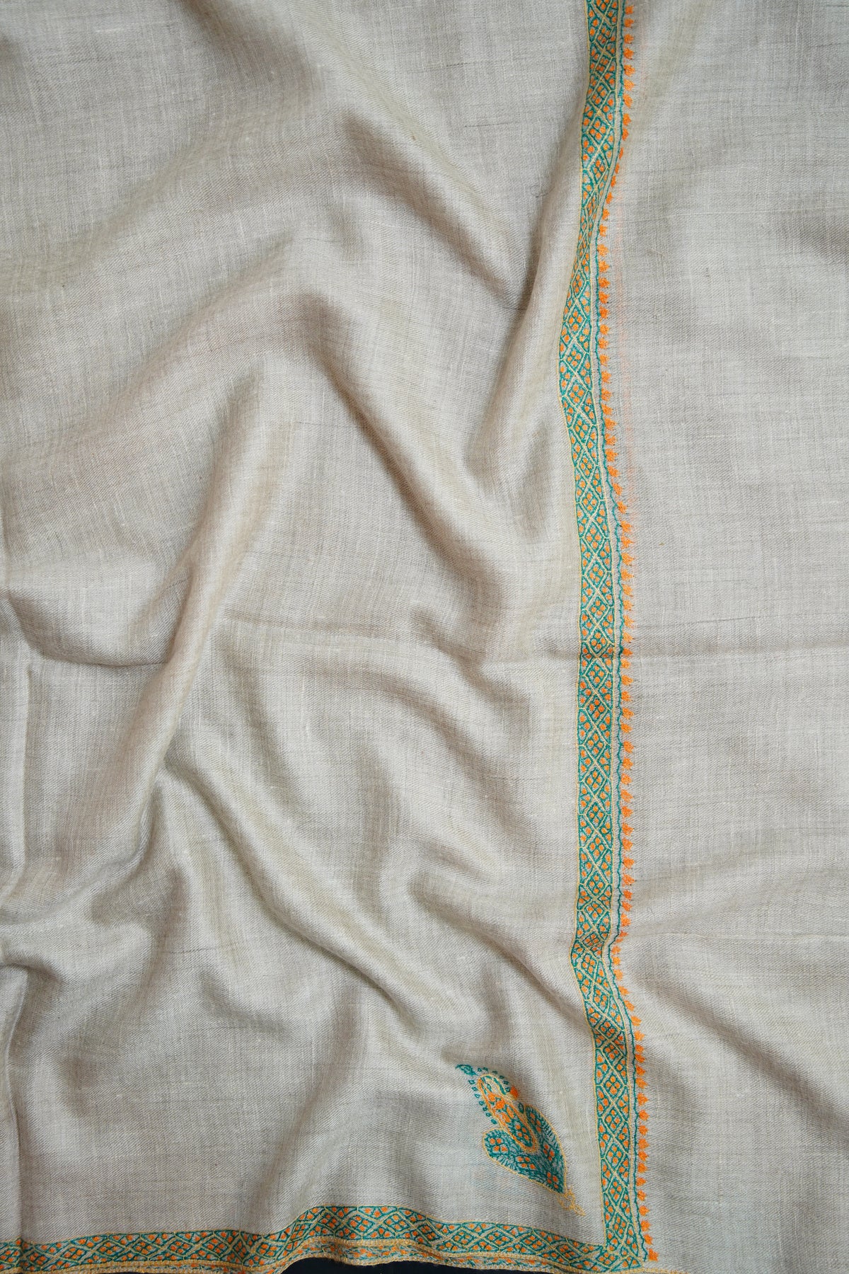 light natural GI embroidery pashmina shawl 0330