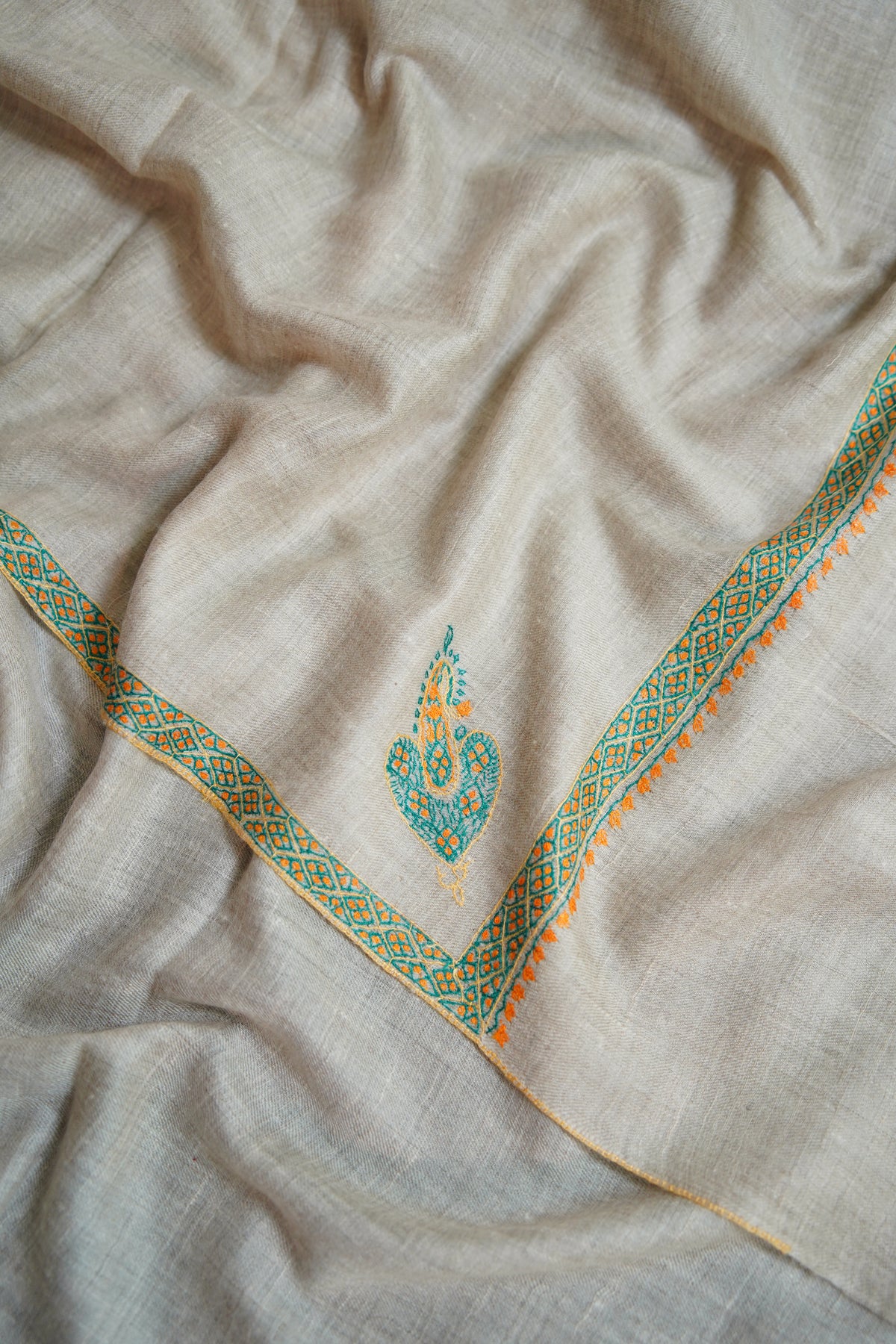 light natural GI embroidery pashmina shawl 0330