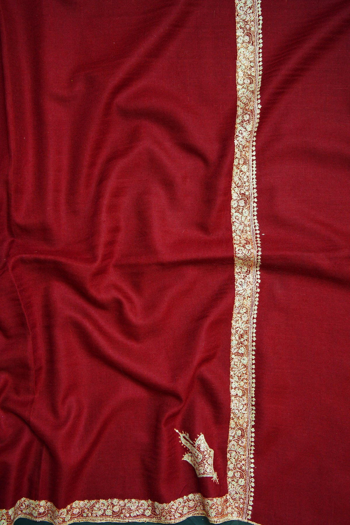 maroon GI embroidery pashmina shawl 0331