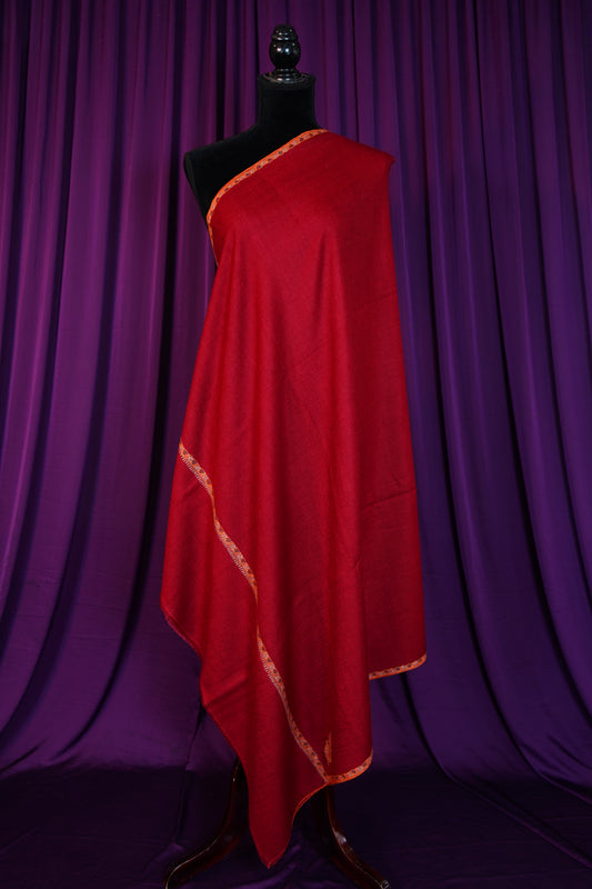 carmine red GI embroidery pashmina shawl 0332
