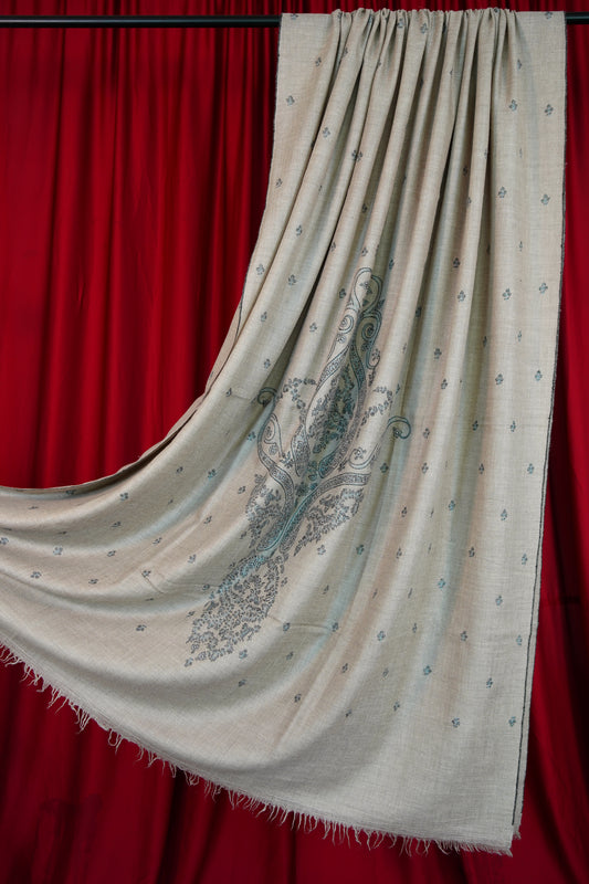 natural XL GI butis embroidery pashmina shawl 0335