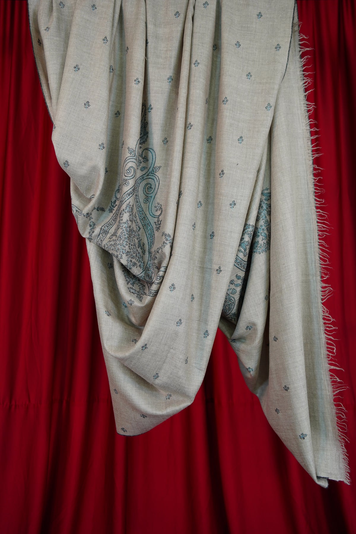 natural XL GI butis embroidery pashmina shawl 0335