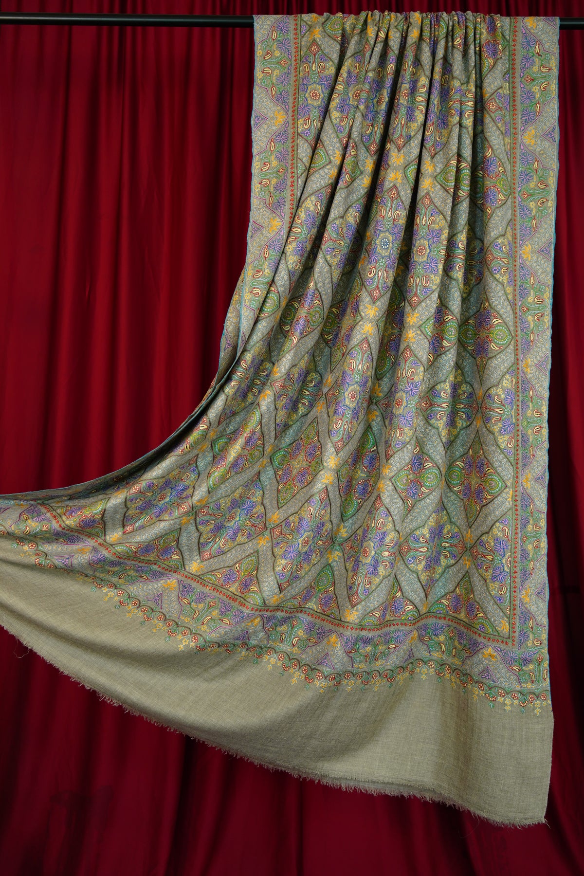 natural XL GI jamma embroidery pashmina shawl 0337