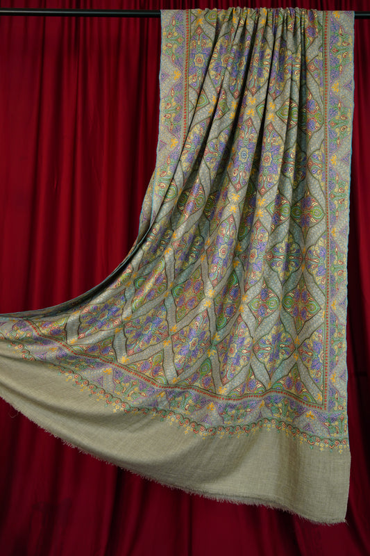 natural XL GI jamma embroidery pashmina shawl 0337