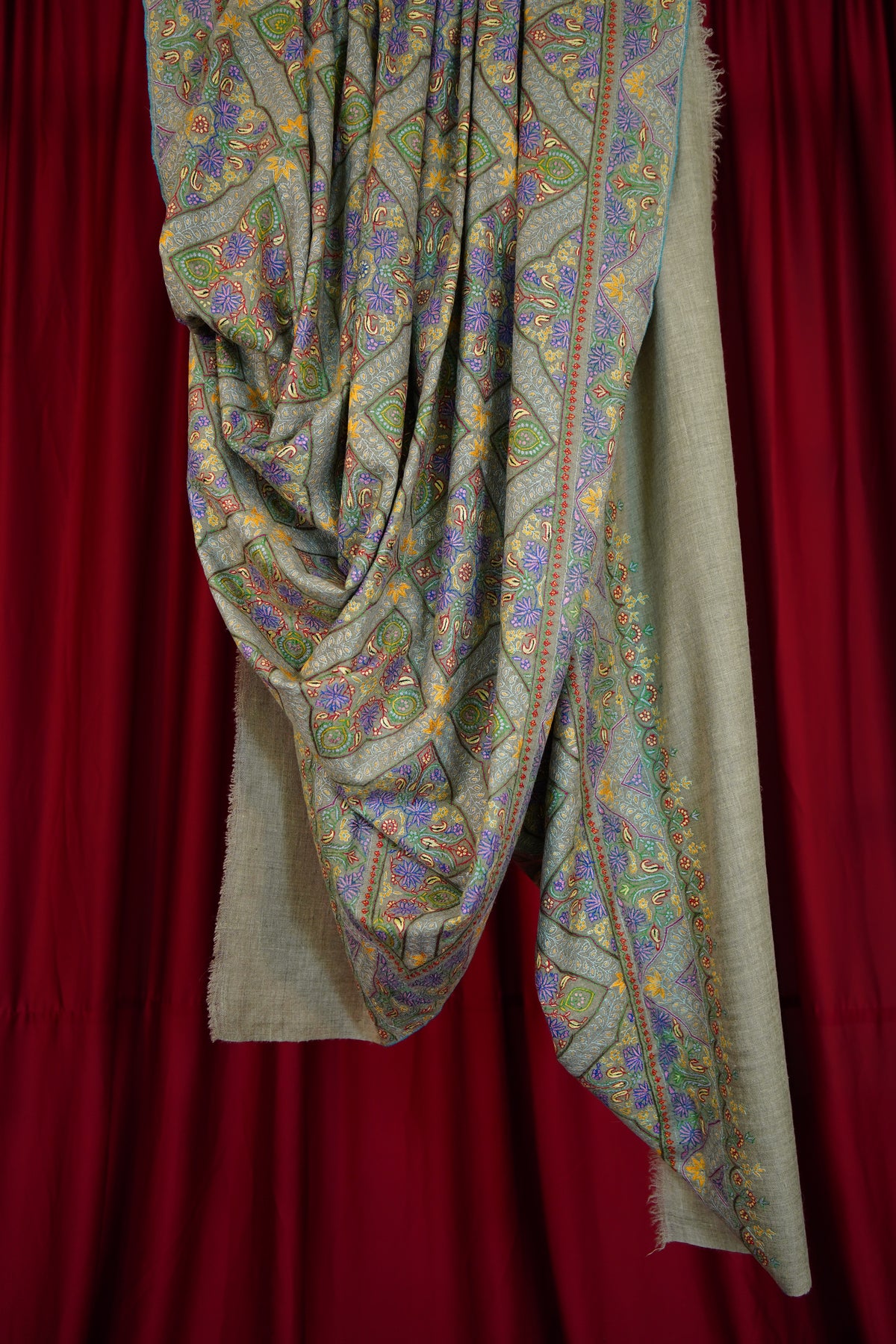 natural XL GI jamma embroidery pashmina shawl 0337