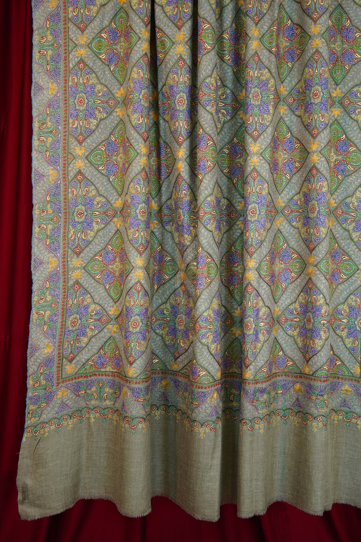 natural XL GI jamma embroidery pashmina shawl 0337