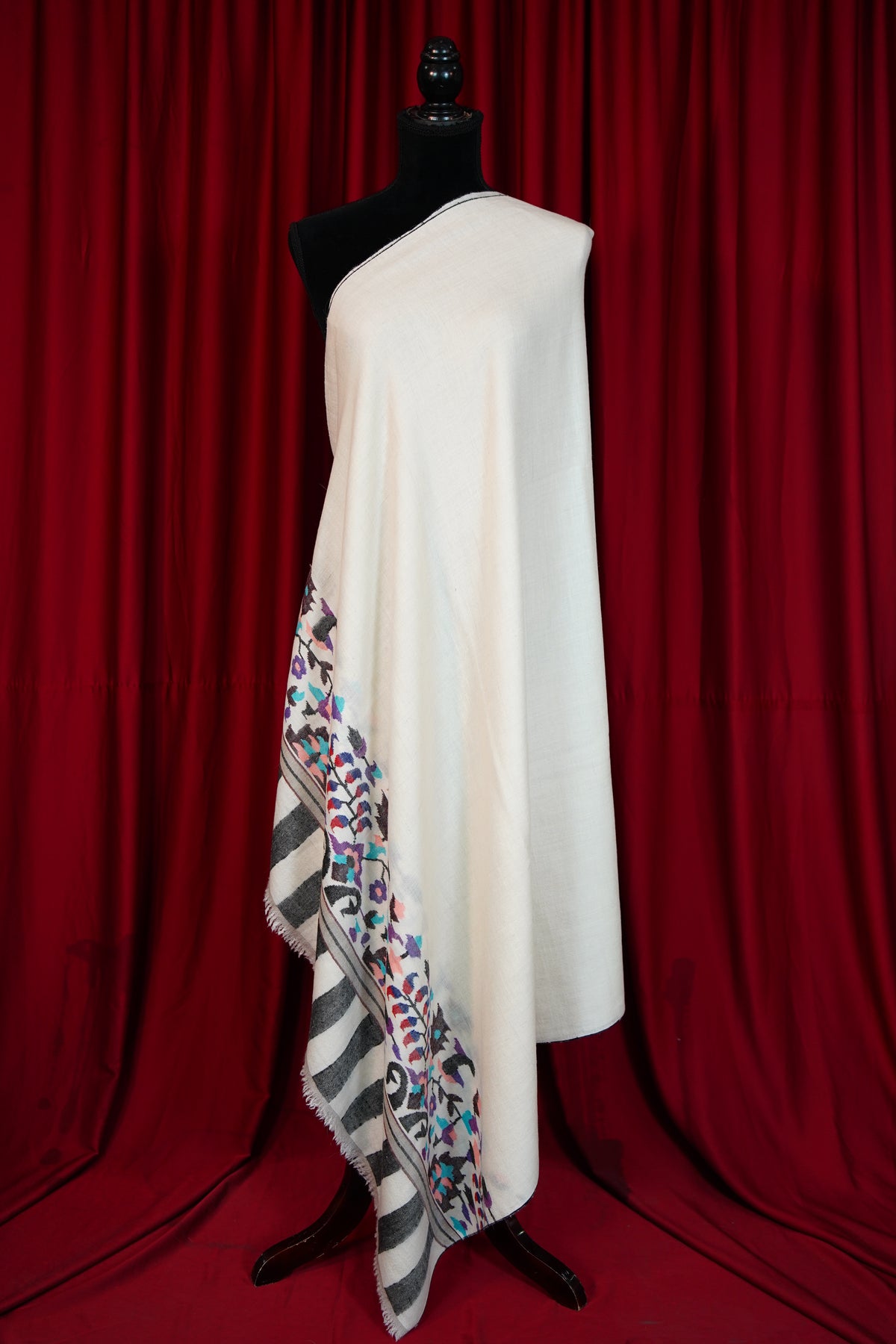 pure white GI kani paldaar pashmina shawl 0343