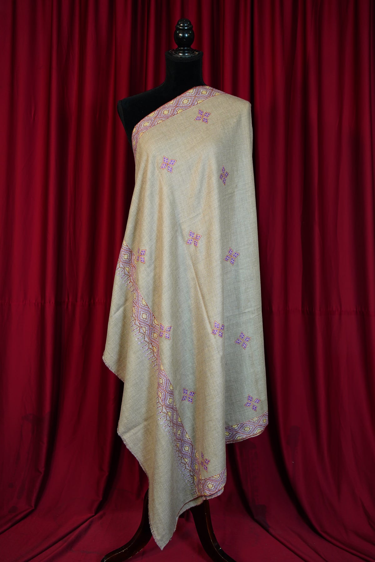 natural GI butis embroidery pashmina shawl 0345