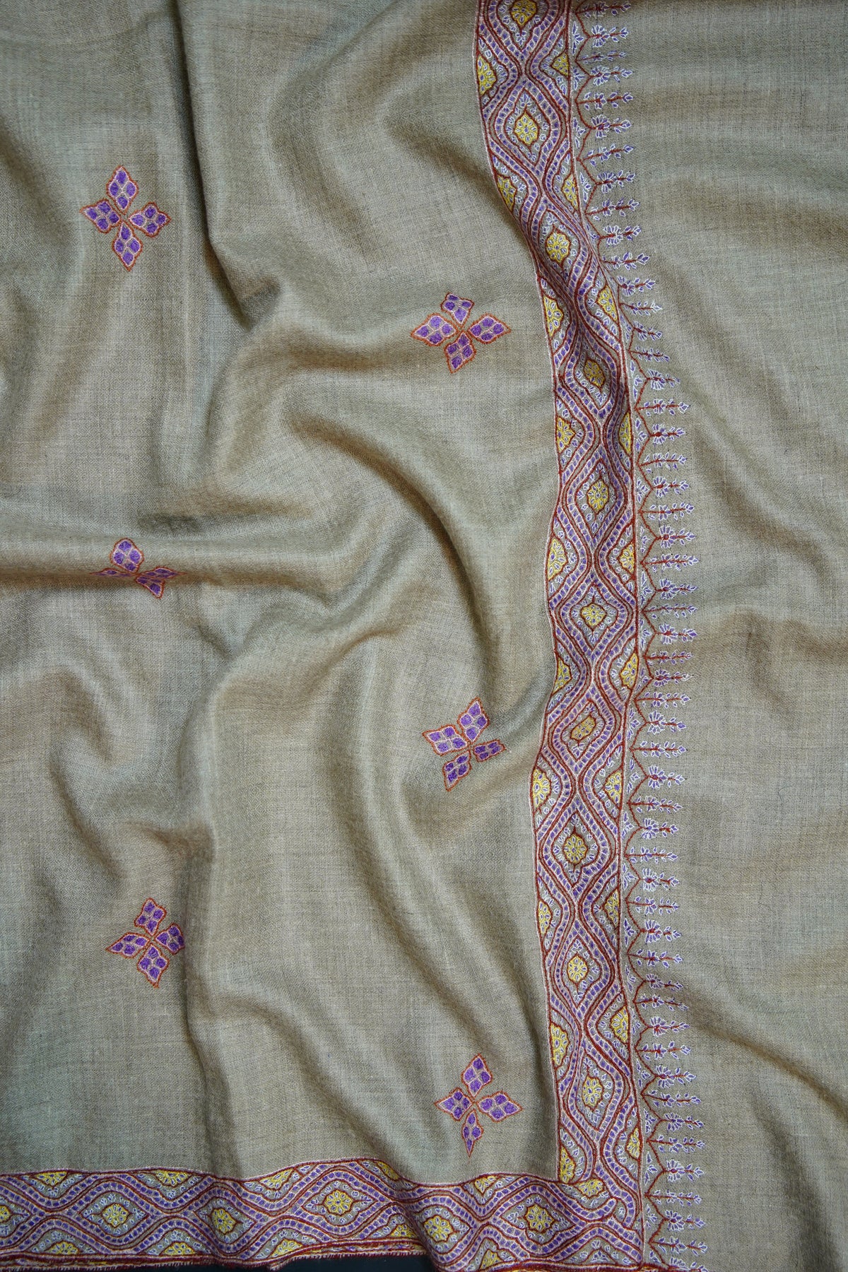 natural GI butis embroidery pashmina shawl 0345
