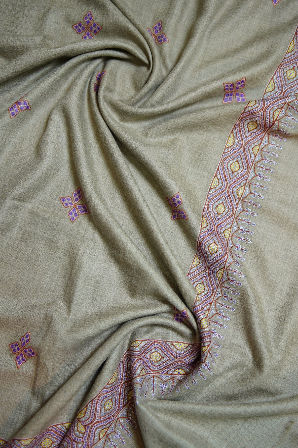 natural GI butis embroidery pashmina shawl 0345