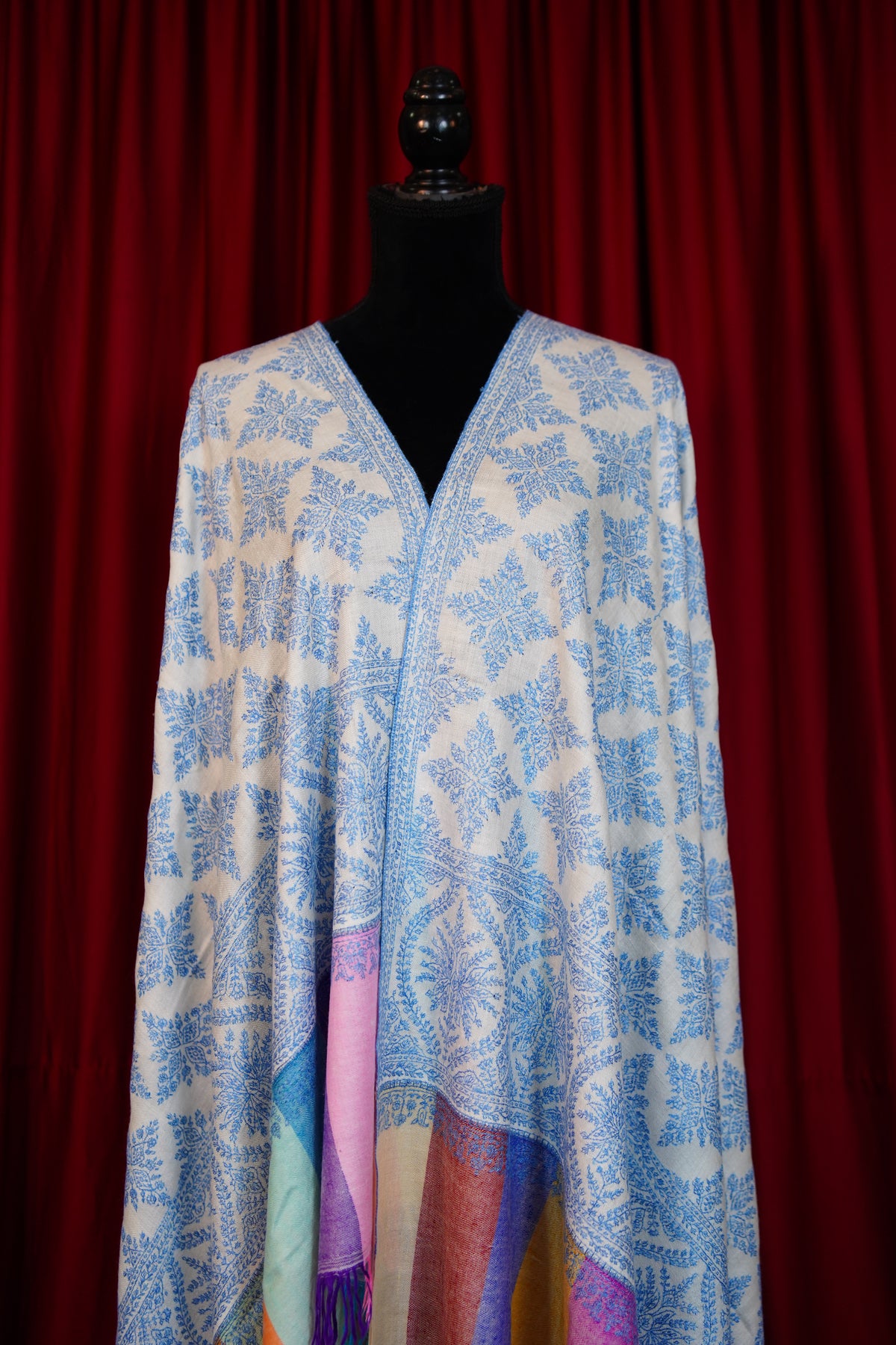 off-white multi-coloured palla GI embroidery pashmina shawl 0346
