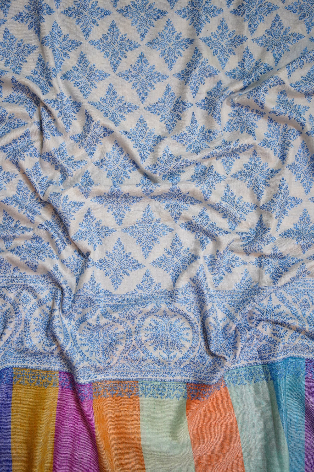 off-white multi-coloured palla GI embroidery pashmina shawl 0346