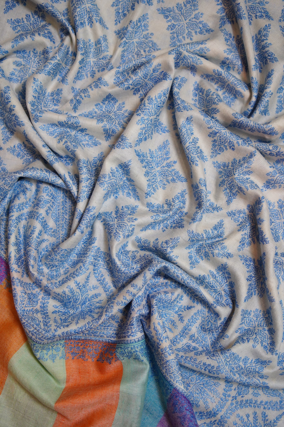 off-white multi-coloured palla GI embroidery pashmina shawl 0346
