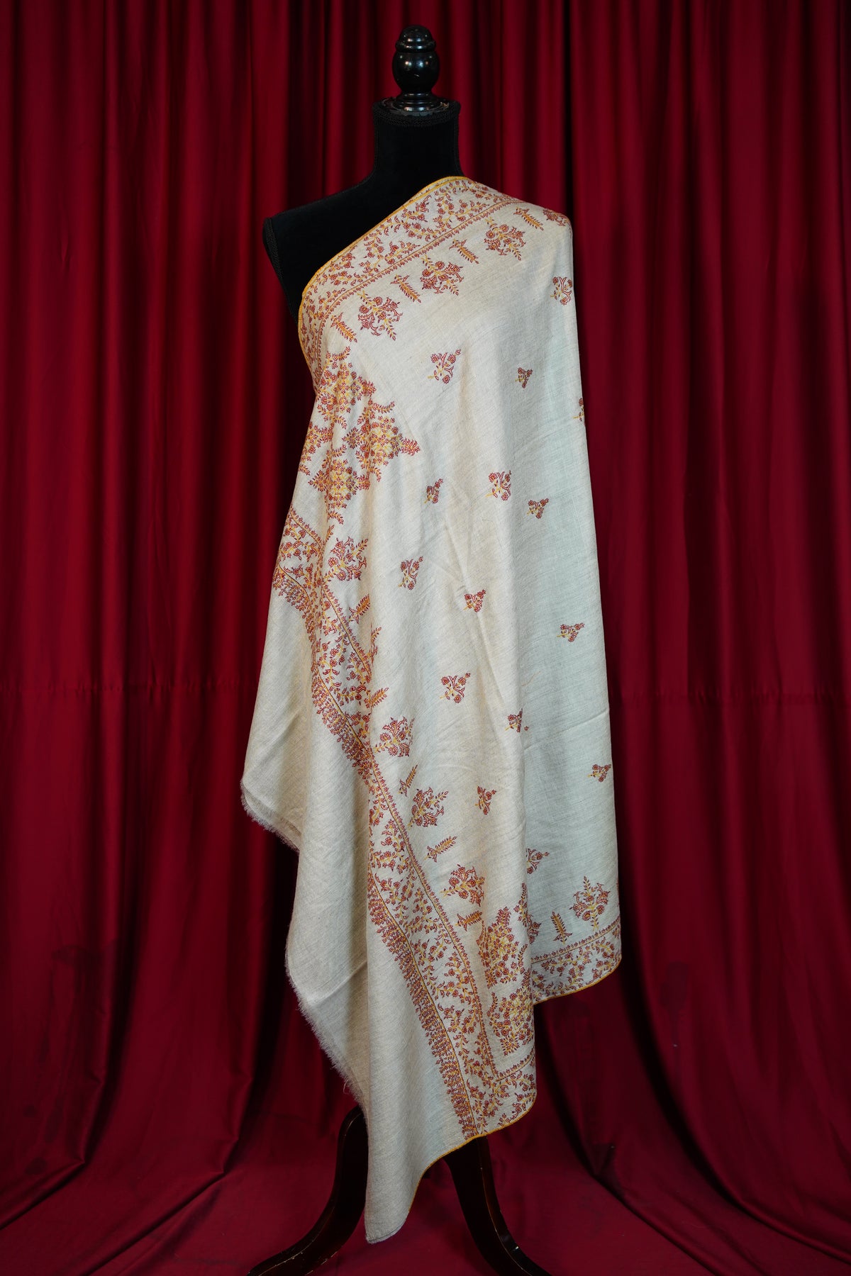 natural GI butis embroidery pashmina shawl 0347
