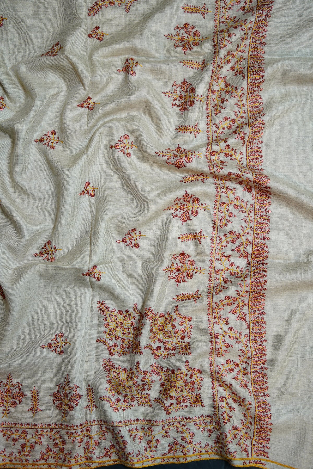 natural GI butis embroidery pashmina shawl 0347