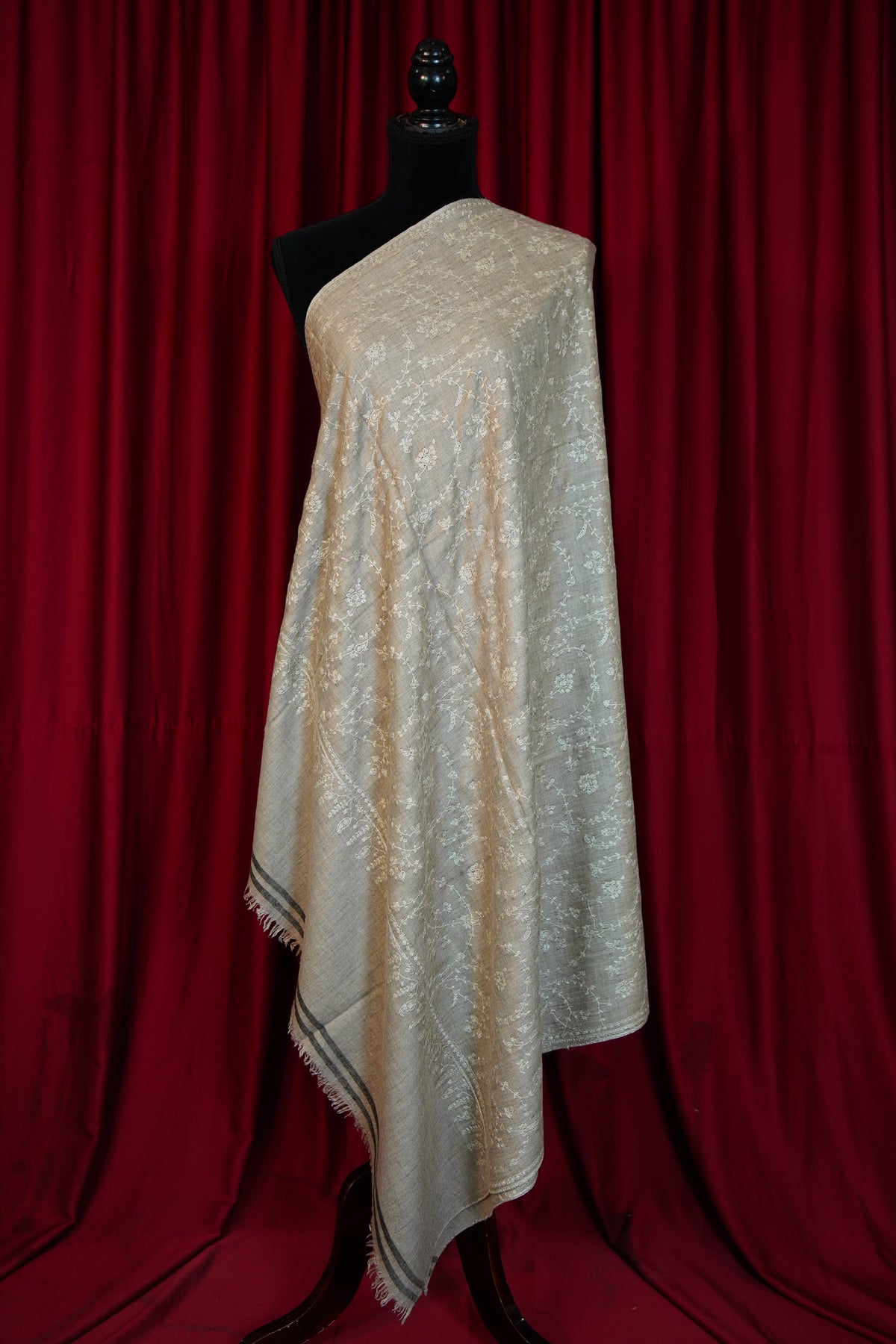 natural GI jaali embroidery pashmina shawl 0348