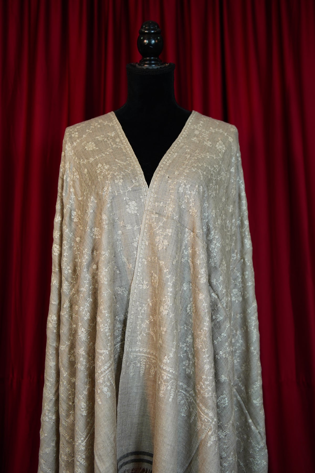 natural GI jaali embroidery pashmina shawl 0348