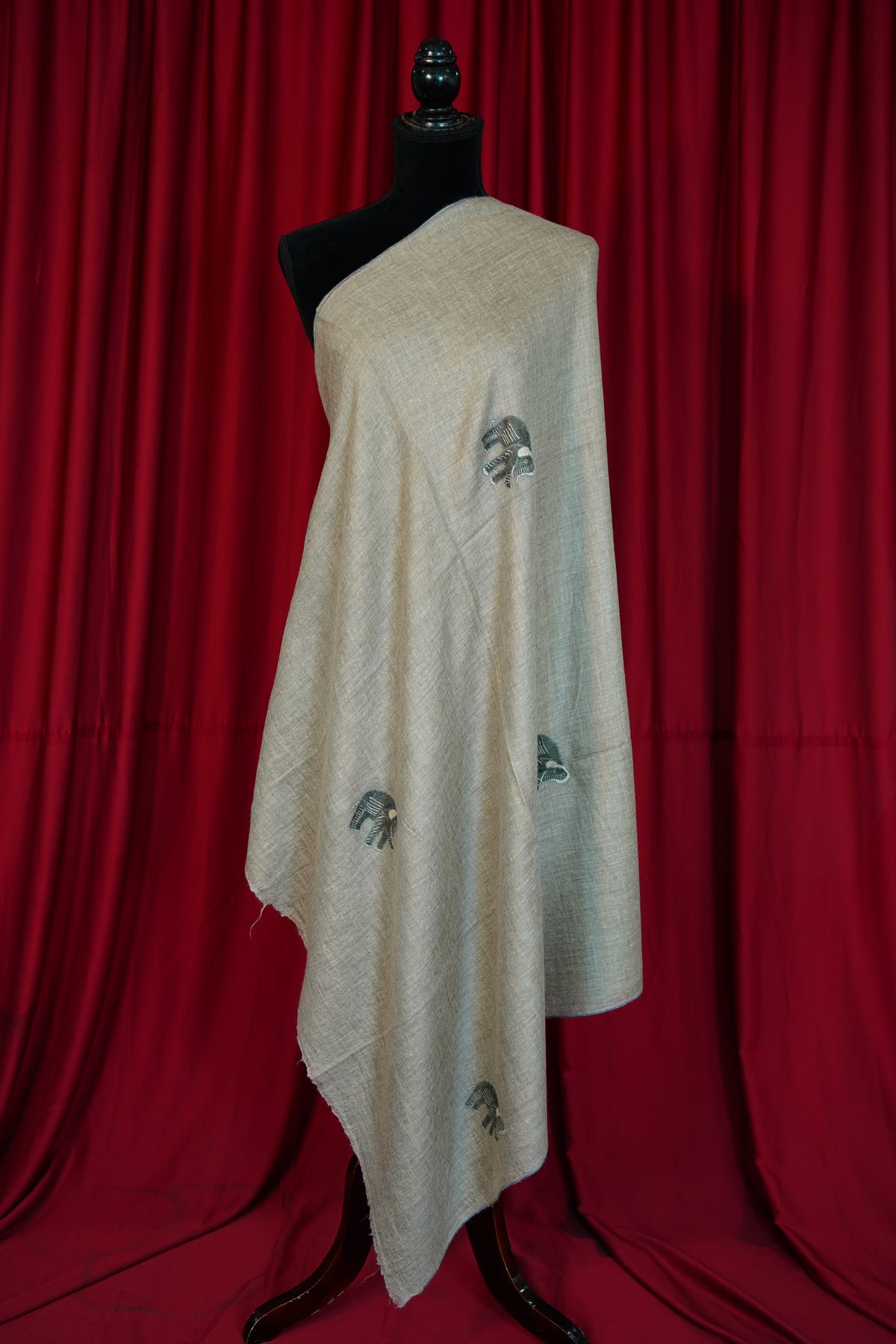 natural GI butis embroidery pashmina shawl 0354