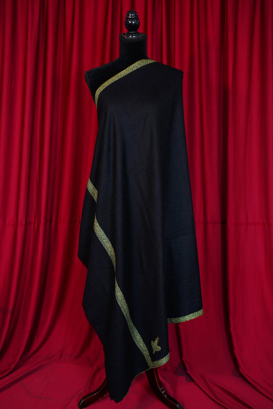 black GI embroidery pashmina shawl 0355